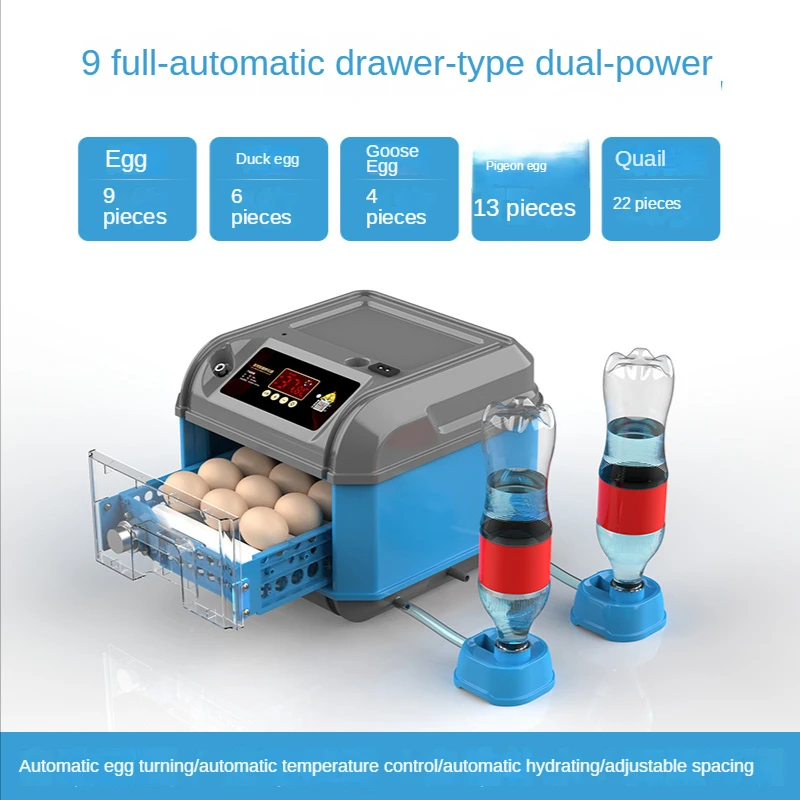 

9Pcs Eggs Incubator Fully Automatic Digital Drawer Type Incubator Household Brooder Farm Chicken Bird Incubator Eggs Poultry