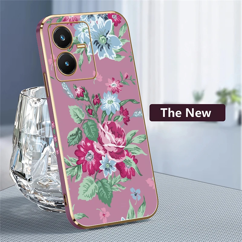 زهرة لينة سيليكون جراب هاتف ل Vivo Y21 Y21E Y21S Y21A Y20i Y20A Y20G Y20 2021 Y18 Y17S Y16 الفاخرة تصفيح غطاء من البولي يوريثان #4