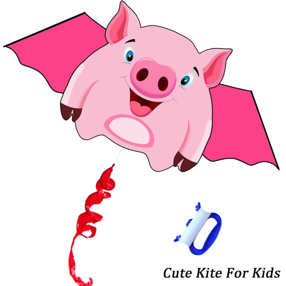 

New Outdoor Fun High Quality Single Line 59Inch Cute Pig Kite For Kids /Adult Sports Beach With Handle and String Good Flying