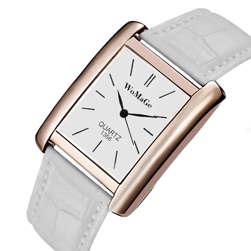 Men's Square Leather Watch, Luxury Quartz Design