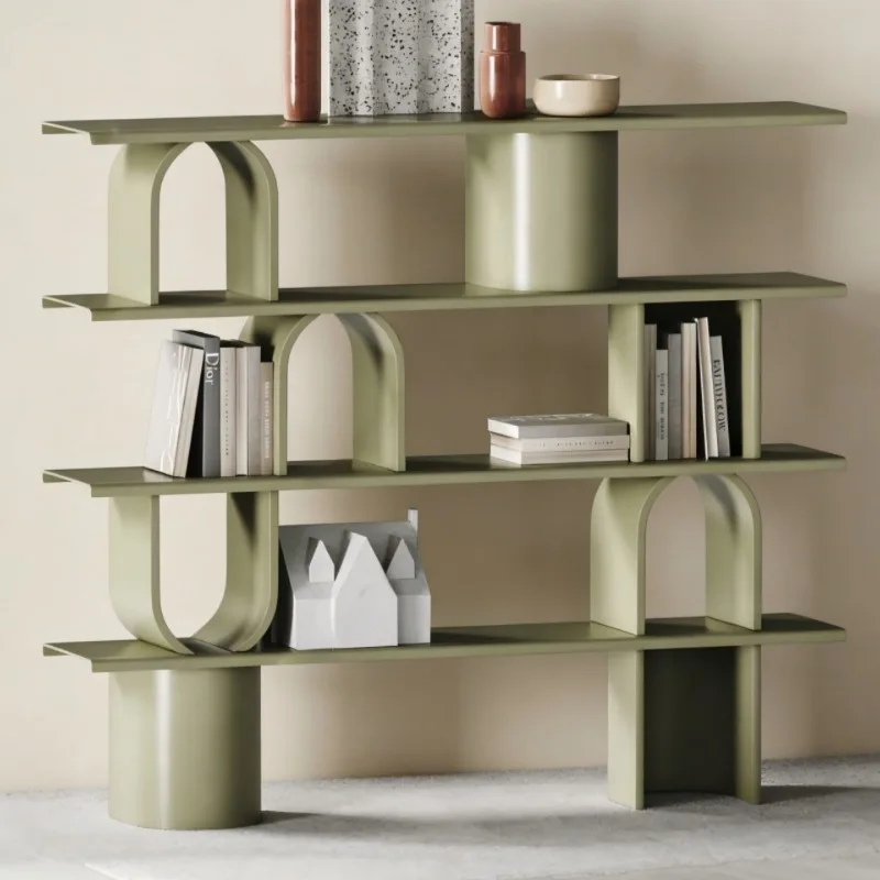 Nordic paint bookshelf solid wood bookcase, floor-to-ceiling locker