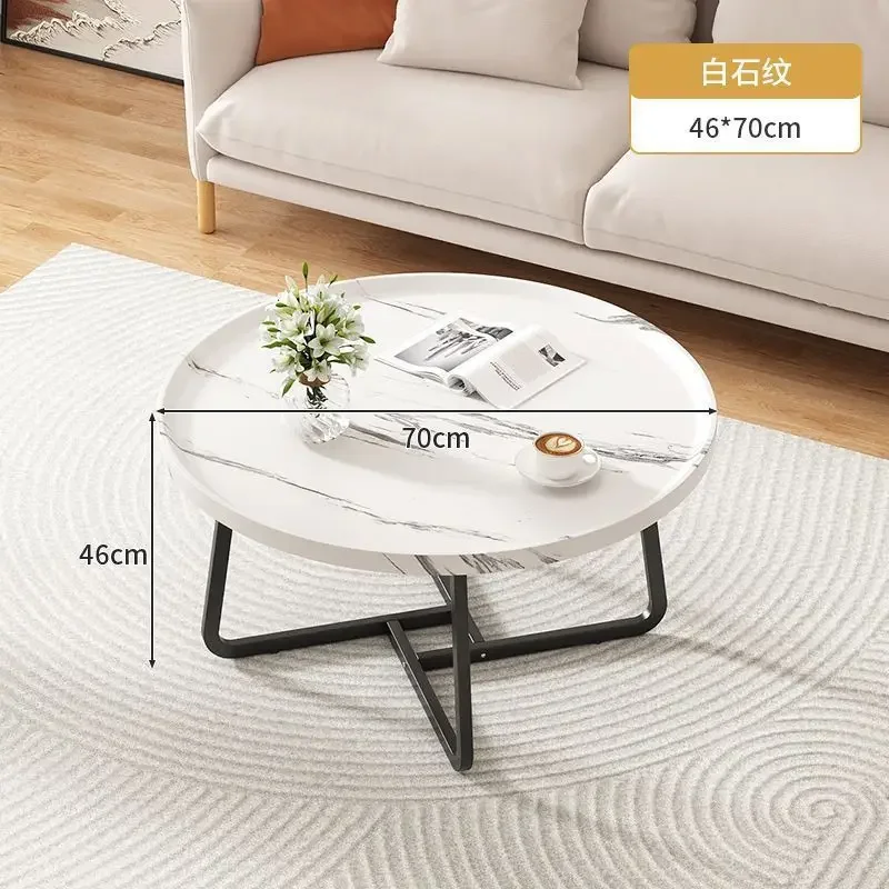 Nordic Light Luxury Coffee Table Multifunctional Modern Simple Living Room Household Small Apartment Round Coffee Table