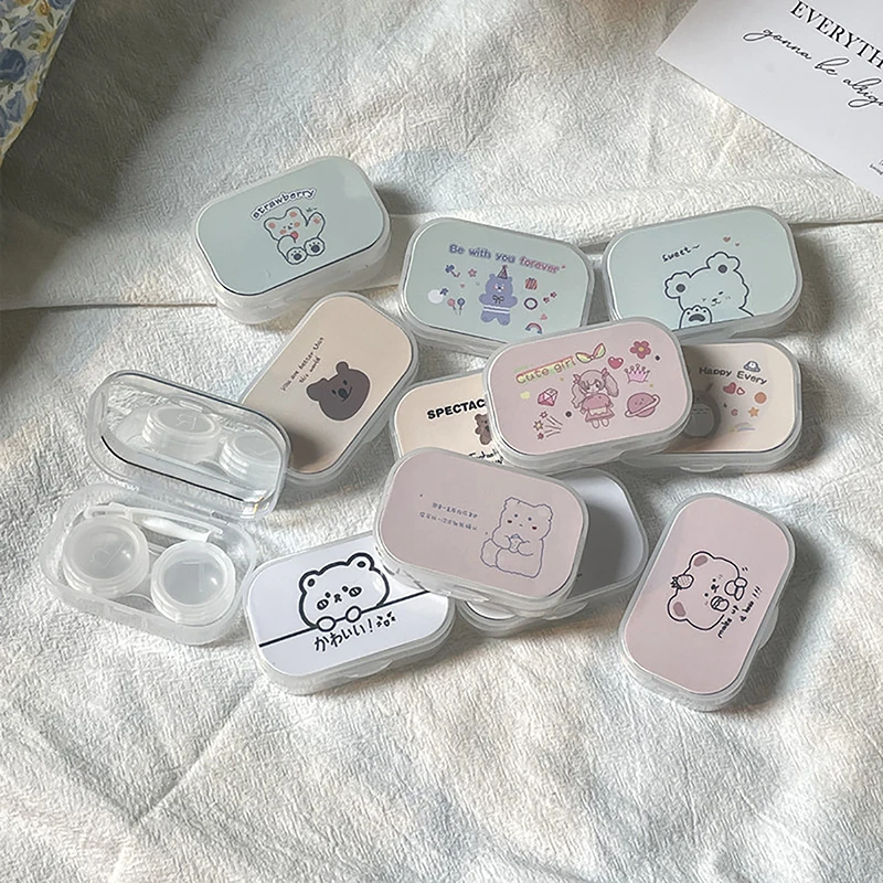 Contact Lens Box Prevent Leakage Cartoon Lens Cover Container Contact Lens Companion Box Eyes Care Portable Travel Gift