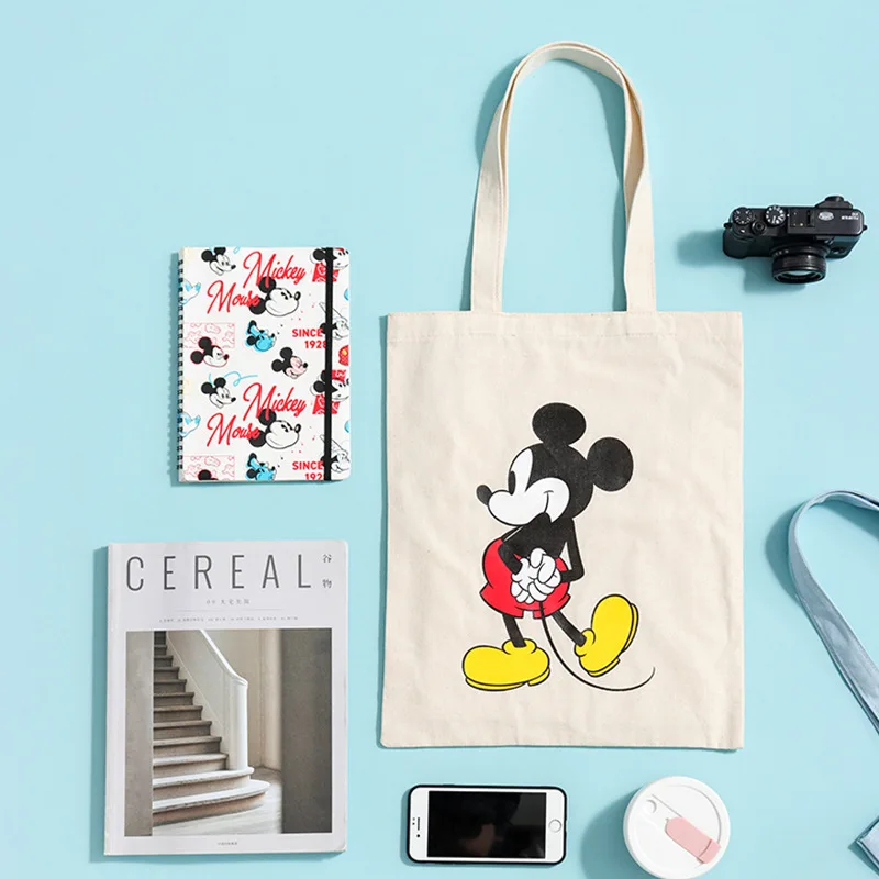 Disney-monederos y bolsos de compras de Mickey para mujer, bolso de hombro, funda de Anime de lona, cartera bonita, a la moda