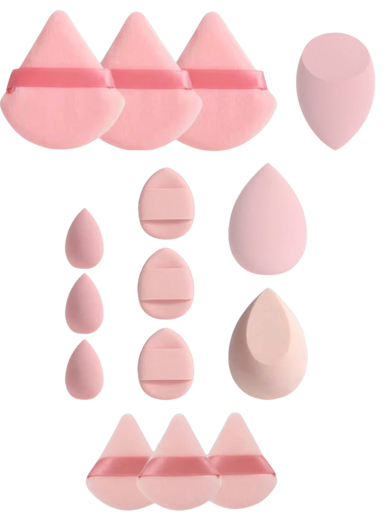 Set de 15 Esponjas de Maquillaje de Varios Tamaños, Mini Esponjas de Belleza, Esponjas para Base de Maquillaje, Suaves, de Terciopelo, de Uso Húmedo/Seco, para Todo Tipo de Piel