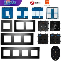 Bingoelec ZigBee Tuya Thermostat Switches Sockets Function Keys Smart Life Alexa Control Black Aluminum Frame Free Combination