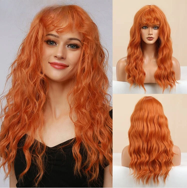

cosplay Halloween wig Orange curls with bangs long curls breathable hair