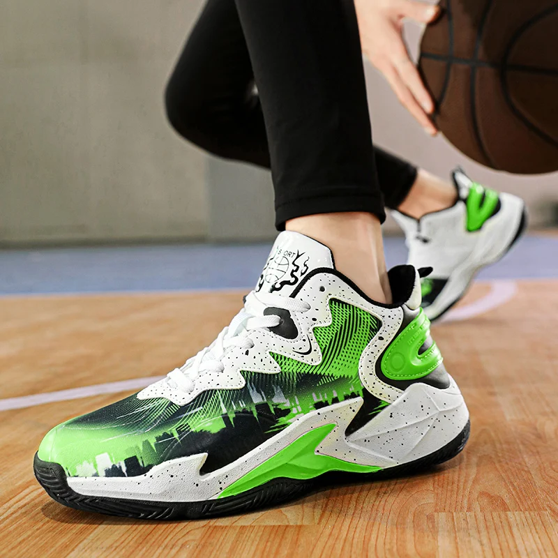 Swivel Buckle Children Sports Shoes High Top Kids Basketball Shoes Non-slip Boys Sneakers Casual Breathable Running Trainers