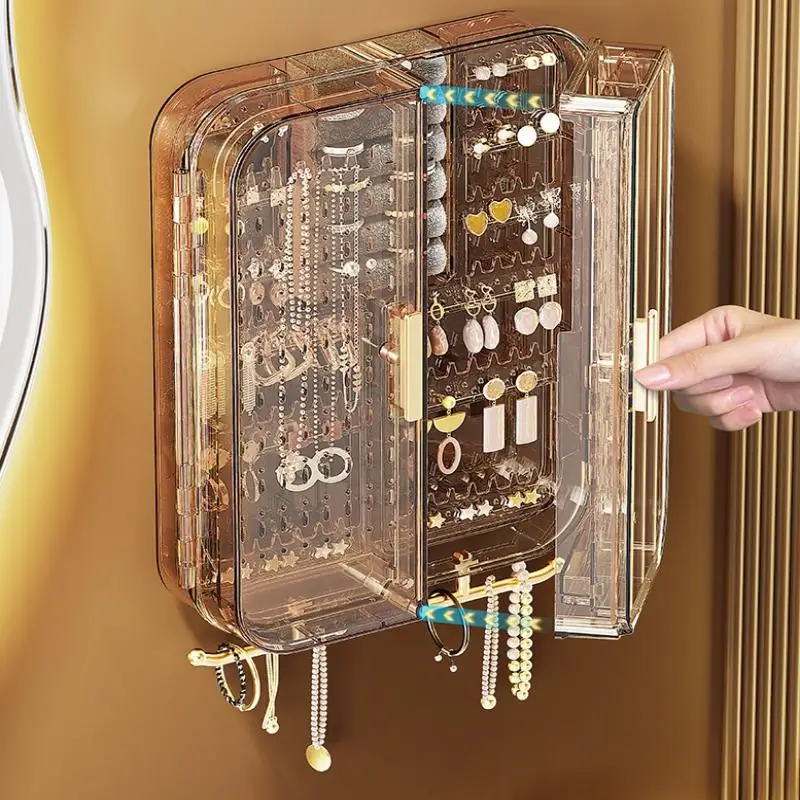 Wandmontierte Schmuckaufbewahrungsbox mit großem Fassungsvermögen, Ohrring- und Halsketten-Präsentationsständer, eleganter, verzierter Schmuckhalter im nordischen Stil – Detail 5
