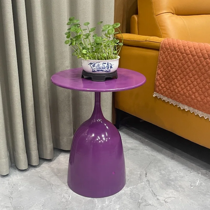 

Романтический фиолетовый приставной столик, железные акцентные столы для гостиной, балкона, круглый торцевой столик, эстетичная тумбочка для спальни, квартиры