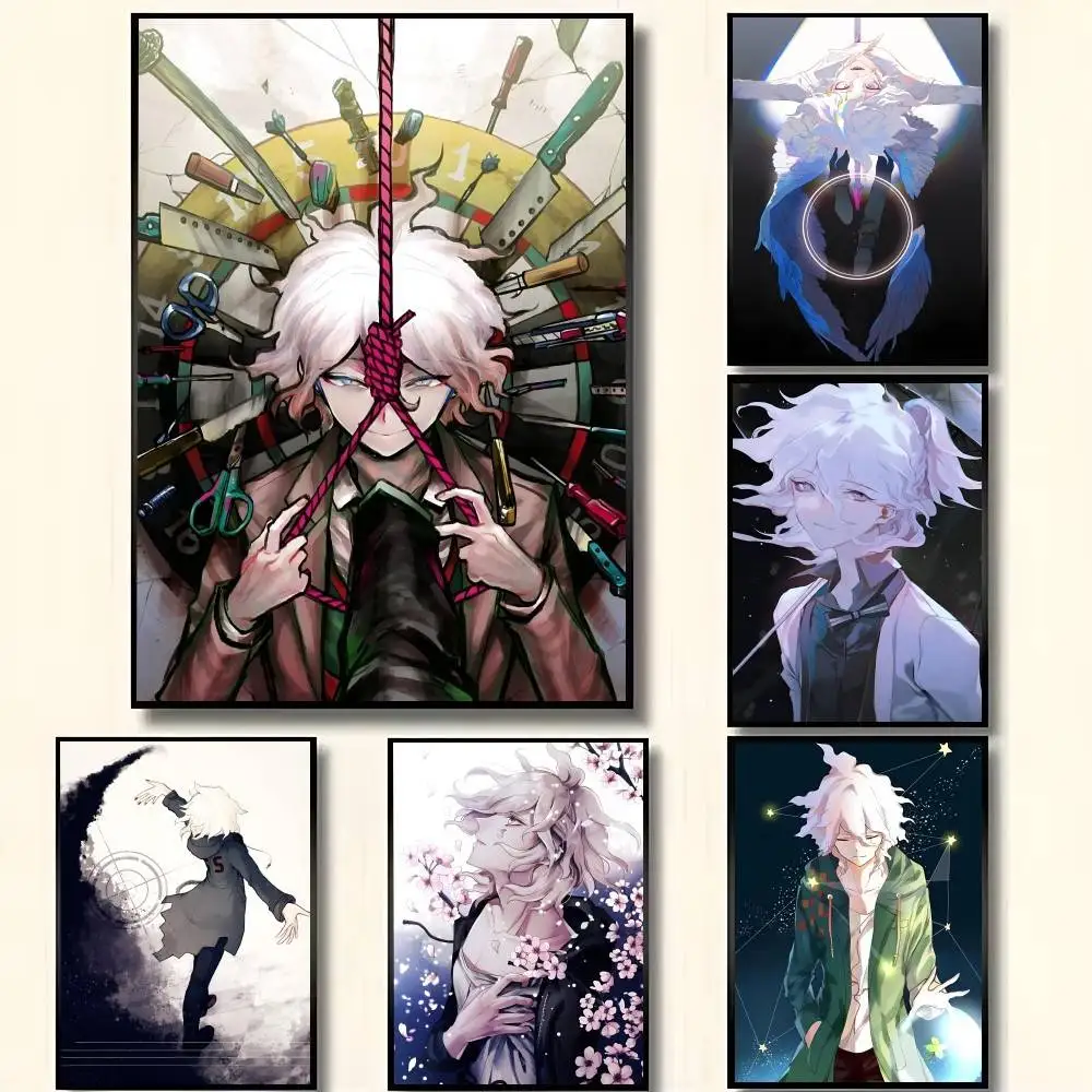 Anime Cartoon D-Danganronpa Nagito Komaeda Posters High Quality Self-adhesive Wall Art Decorations Color Prints Sticky