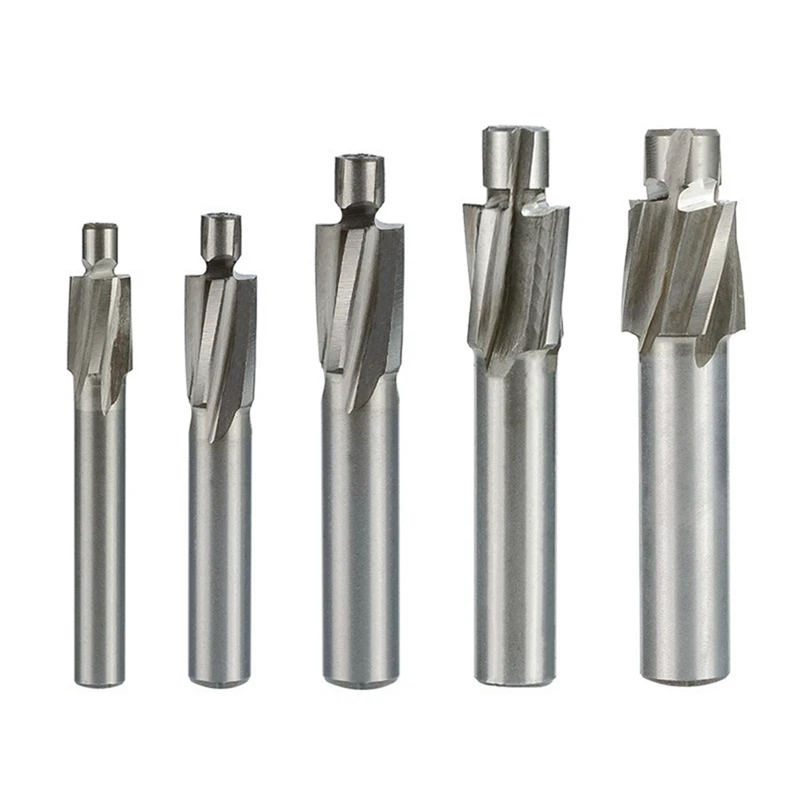 5-Piece Guide Slotted Countersunk Die M3-M8 Milling Cutter Kit 4-Tooth High-Speed Steel Milling Cutter Kit