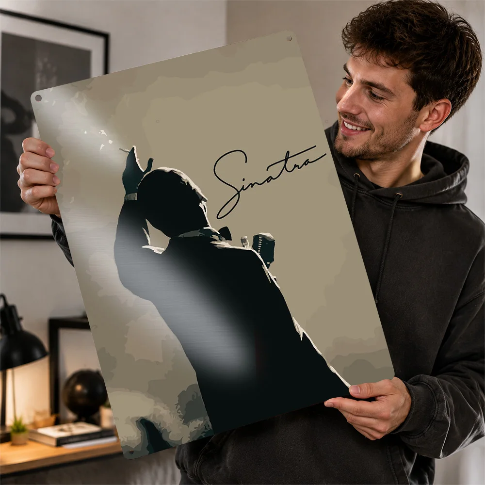 Frank Sinatra Performing Printed Poster Personalized Aluminum Metal Sign Striking Smooth Rhythm Wall Art Ideal For Music Rooms
