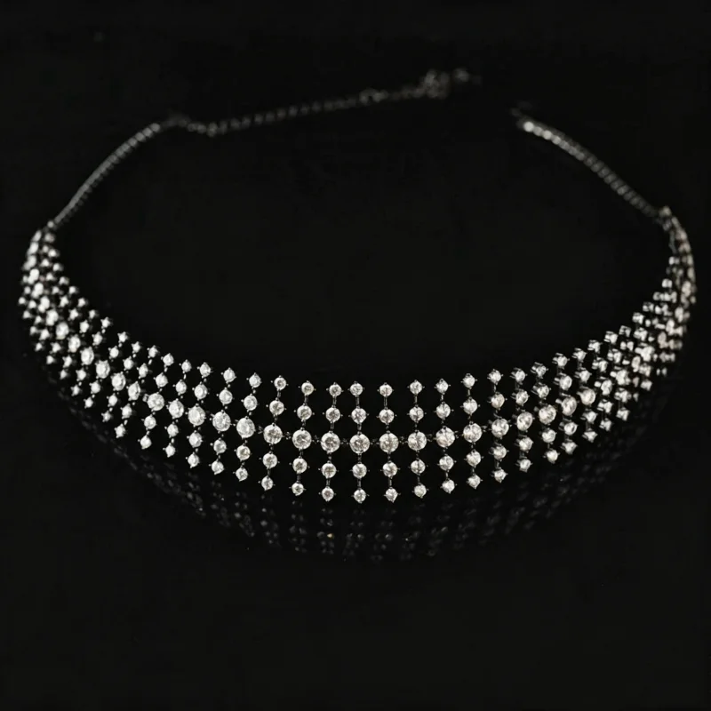 Bellux 925 Silver Synthetic Zircon Stacked Light Luxury Full Diamond Sparkling Neck Chain Fashion Charm Women's Necklace