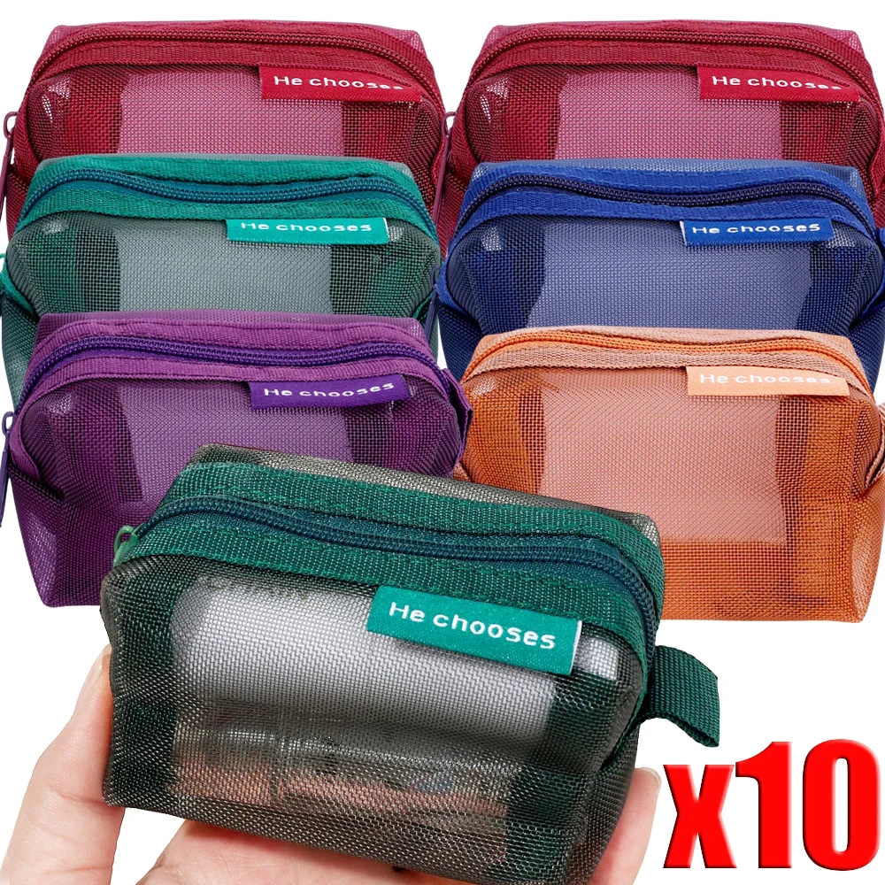 10/1PCS Borse portaoggetti per il cambio Mini borsa a rete Borsa portatile per soldi Auricolare Cavo dati Borsa da viaggio Portamonete Rossetto