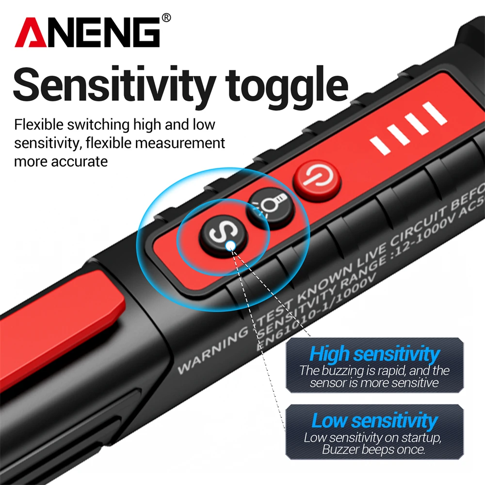Non-contact AC Voltage Detector Tester ANENG VD802  Meter Voltage 12V-1000v Pen Style Electric Indicator LED voltage meter tools
