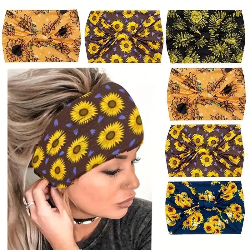 Fascia per capelli con fiori girasole sport elastici per capelli cravatte regalo personalità grazia fascia elastica per capelli accessori per capelli