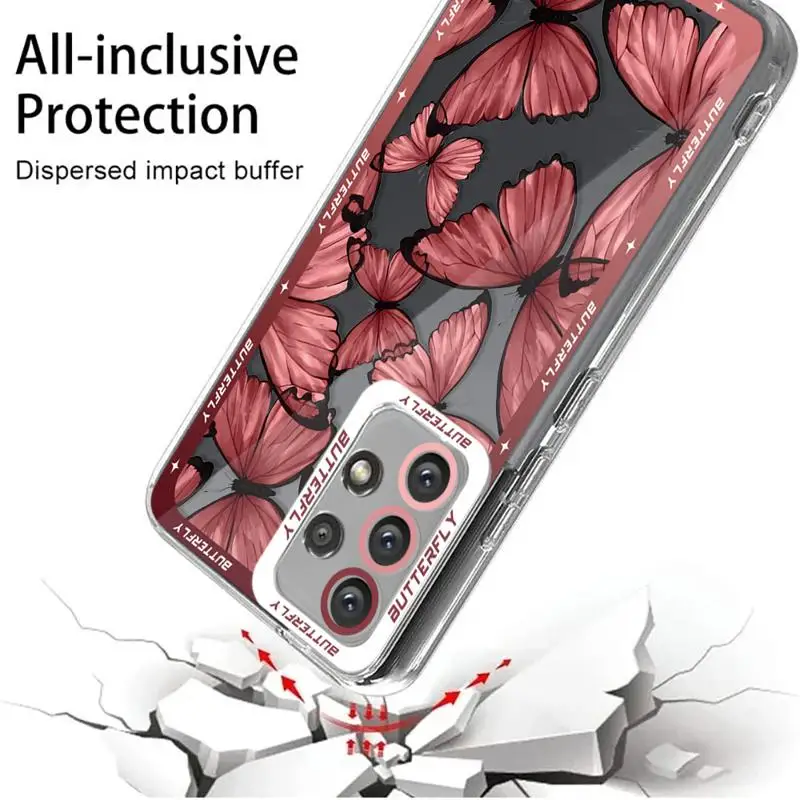 Art Beautiful Butterfly Phone Case for Samsung Galaxy A14 A13 A15 A23 4G A34 A33 A53 A25 A24 A54 A73 A35 A55 5G Clear Soft Cover