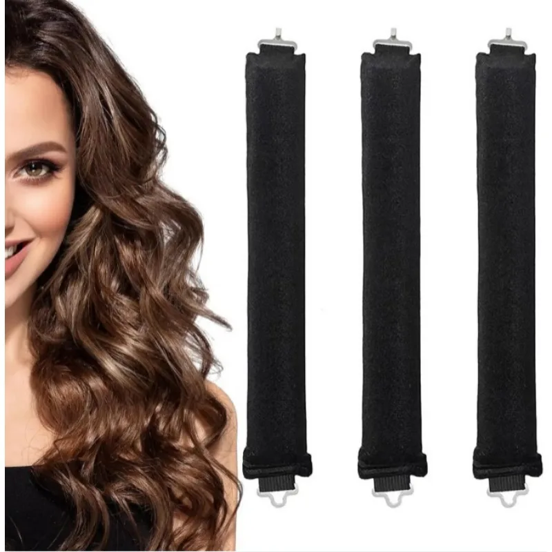 3 PC Velvet Flexible Rod Set Non Thermal Curling Iron Suitable for Medium To Long Hair, Can Produce Large Waves