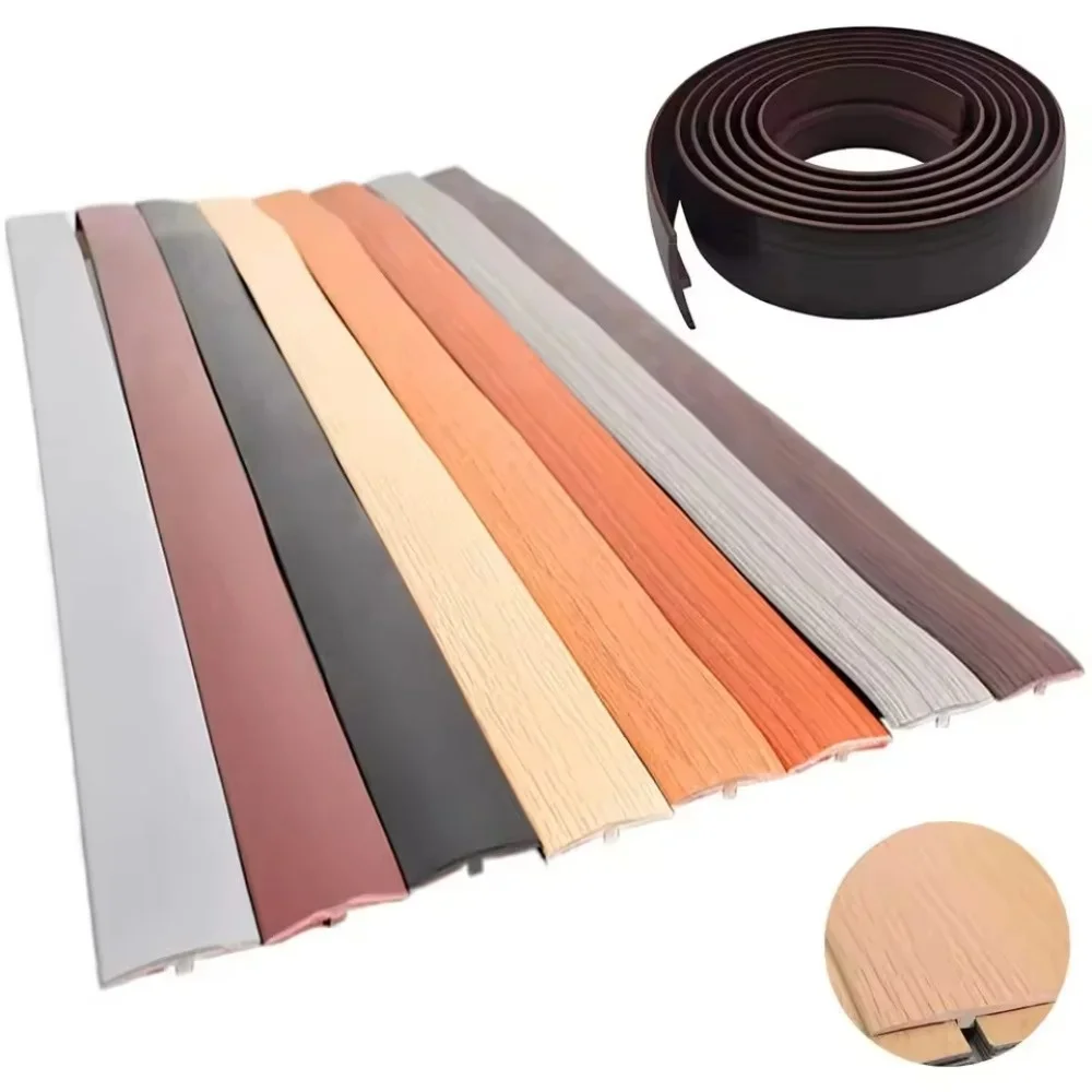 1 قطعة 2mX5cm T-شكل بولي كلوريد الفينيل الخشب الطابق الانتقال قطاع حافة إغلاق قطاع مرنة ذاتية اللصق التماس قطاع عتبة الشريط