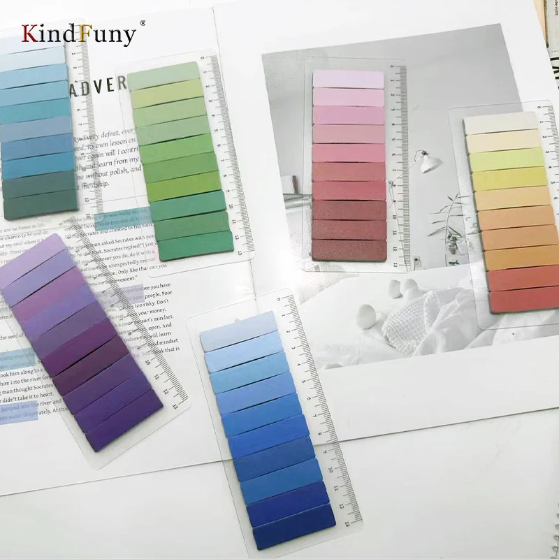 KindFuny 200 Sheets Gradient Index Memo Pad Posted It Sticky Notes Paper Sticker Notepad Bookmark School Supplies Kawaii