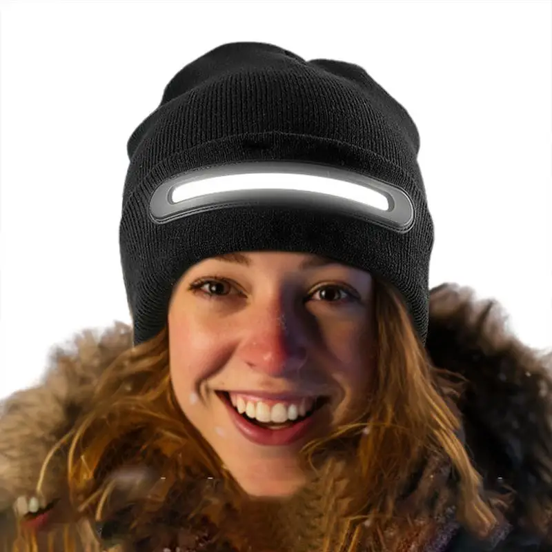 Outdoor Warm Hat With LED Light Winter Beanies Hat Winter Hat USB Rechargeable Super Bright Warm Knitted Hat Man Woman