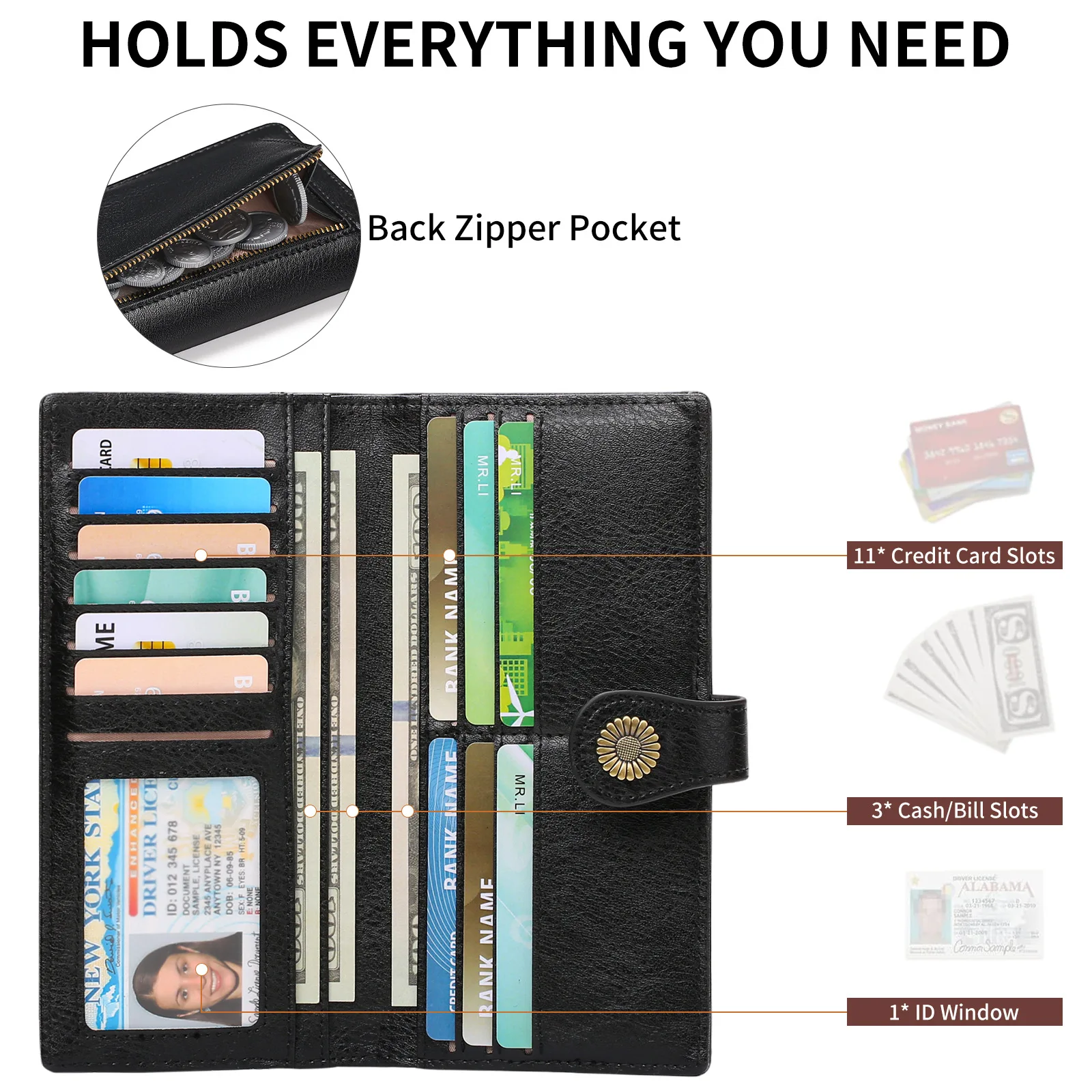 المرأة محفظة جلدية امرأة فاخرة محافظ طويلة موضة النساء المحافظ أكياس المال 2025 حقائب اليد النسائية محفظة بطاقات حامل