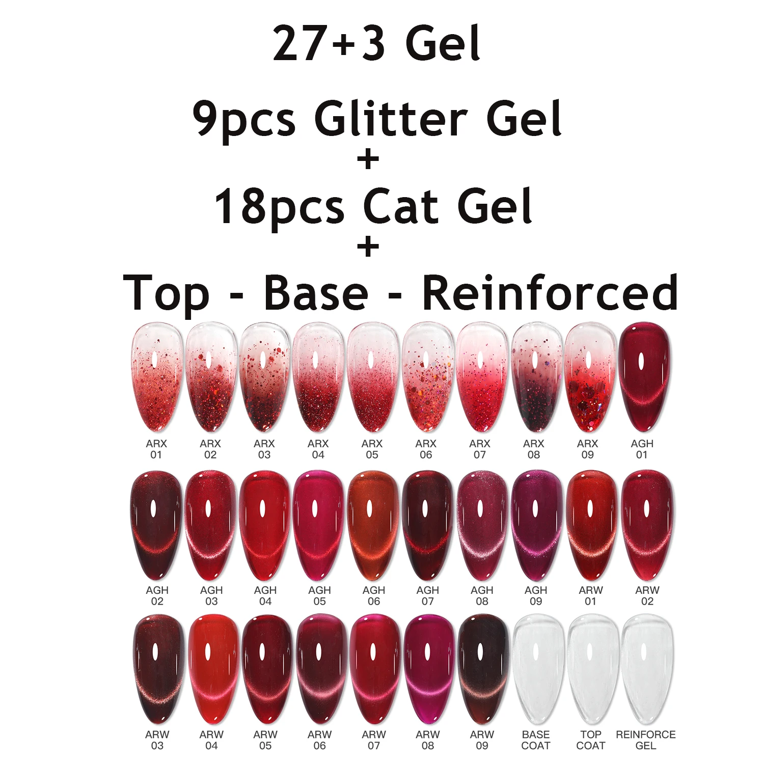 30個入り 15ml ルビーレッド キャッツアイ マグネットジェルネイルポリッシュセット トップベースグリッターガラスセミパーマネントヴァーニッシュジェル ディスプレイ付き