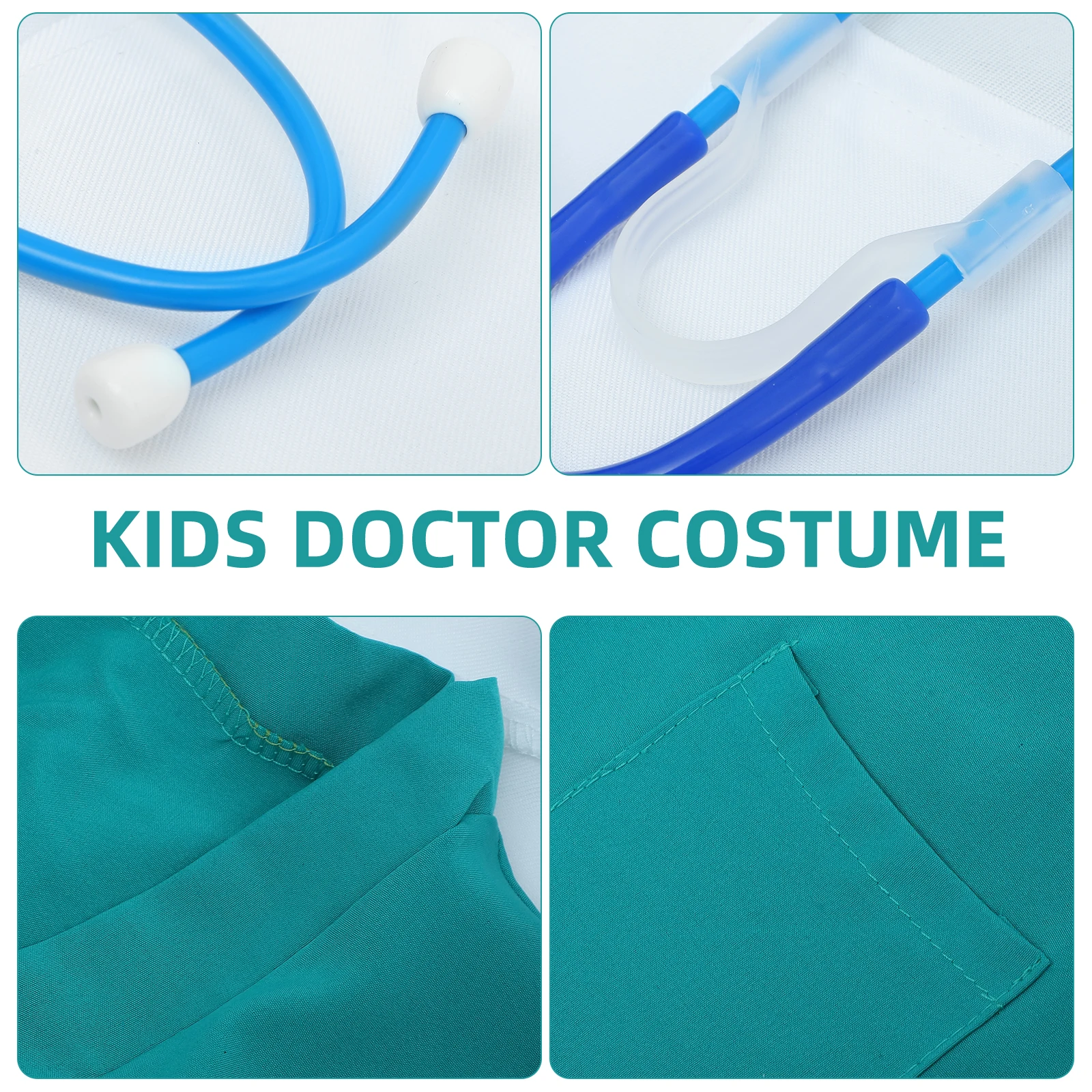 

Kids Doctor Costume 120cm Washable Cloth Plastic Stethoscope Coat Toddler Surgery Dress Up Halloween Party Performance