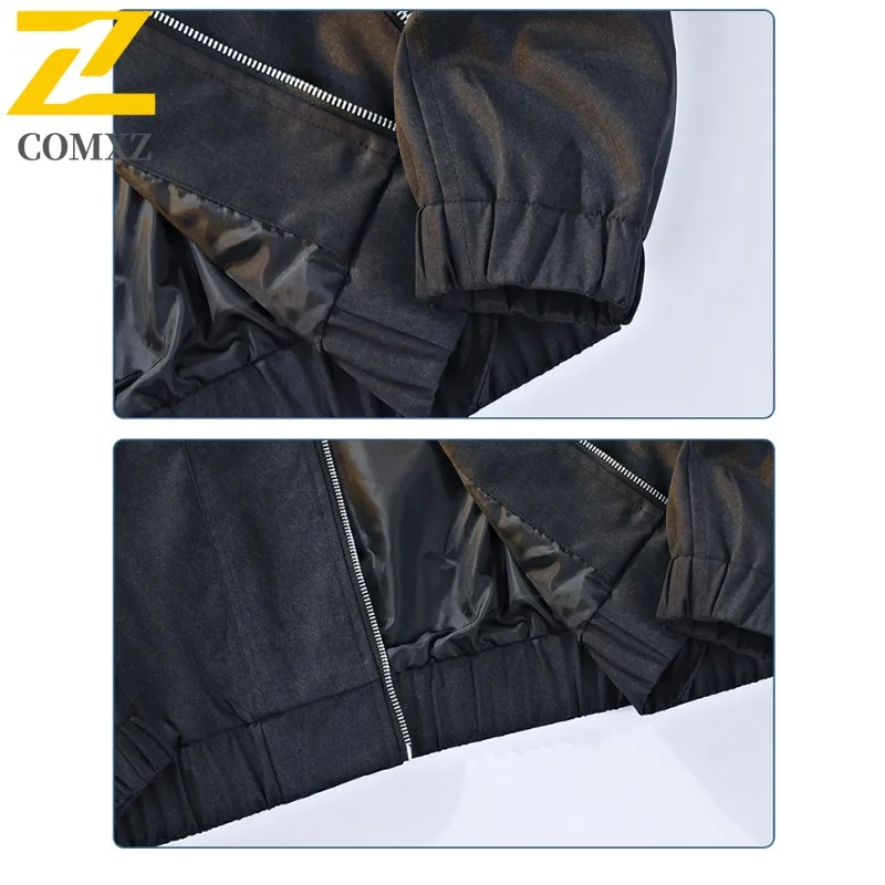 COMXZ 2025 Plus Size Mens Jacket Autumn Oversized Trendy Coat Big Tall Fashion Outerwear M 8XL Streetwear Urban
