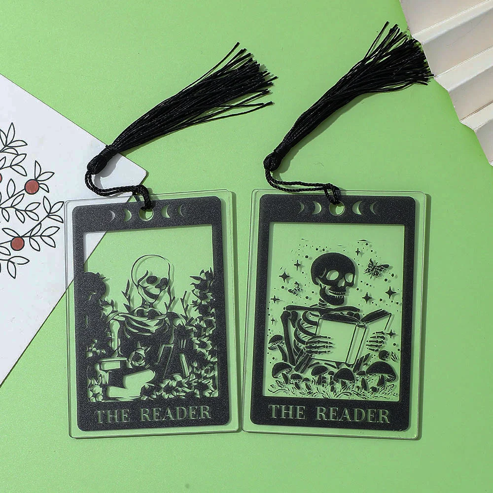 

THE READER Skull Reading Bookmarks Clear Acrylic Bookmarks Reading Accessories for Students Unique Study Stationery Reading Mark