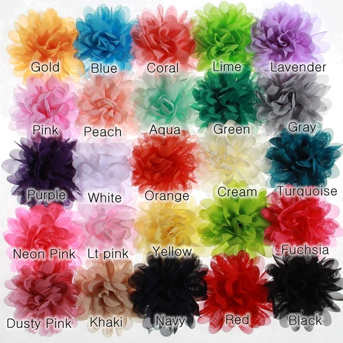Imagen 2 del producto 3,9 ""9,8 CM flores grandes de gasa para niñas diademas tela Puff flor para pinzas para el cabello accesorios suministros de ramillete