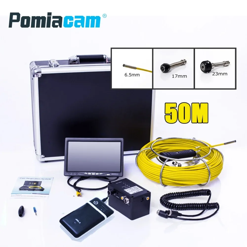 

WP70 50M Sewer Pipeline Endoscope Inspection Snake Camera Pipe Inspection Camera System 165FT Drain Pipe Tube Camera Video