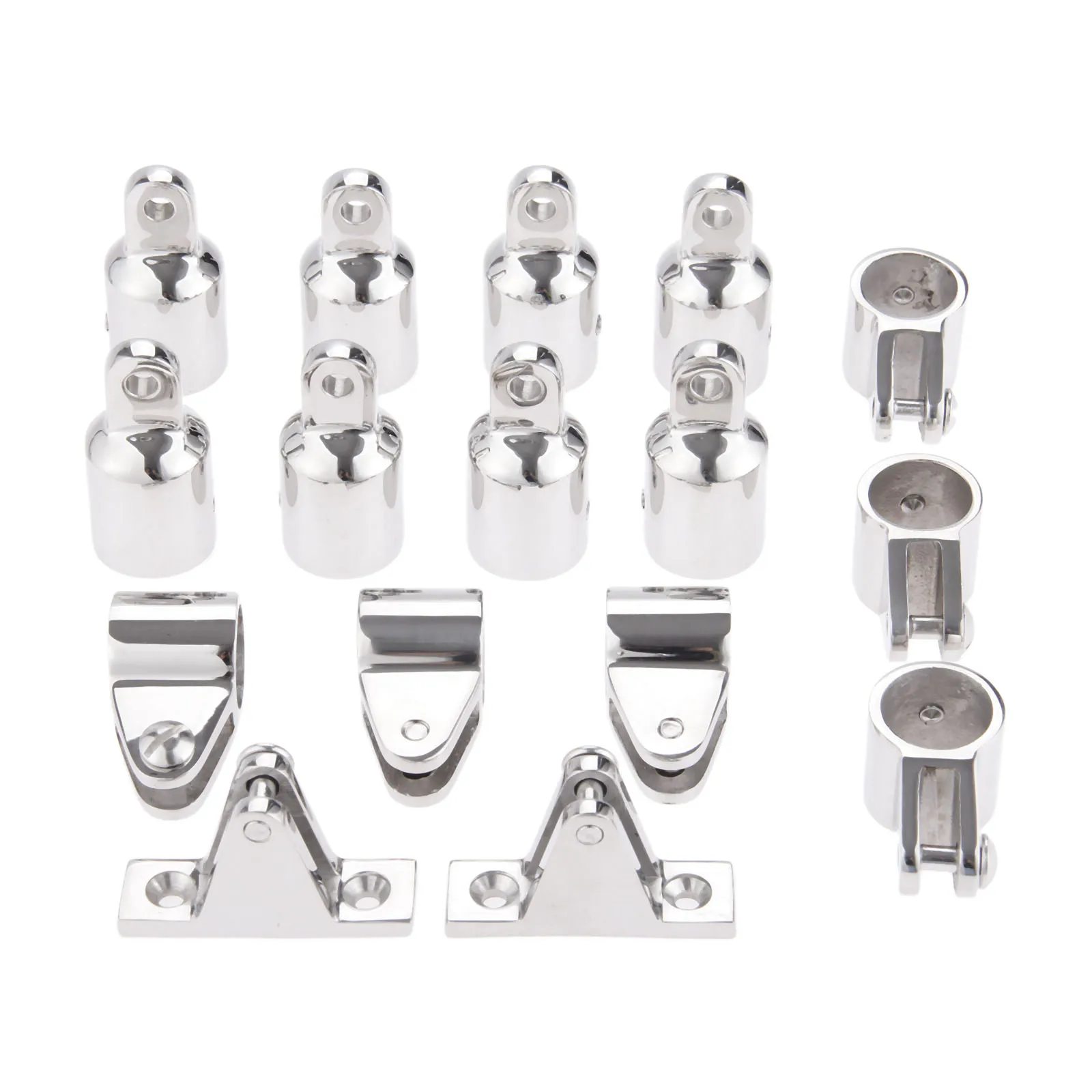 16Pcs 316 Stainless Steel Bimini Tops Boats Marine Hardware Fitting Set 4 Bow 22mm 7/8