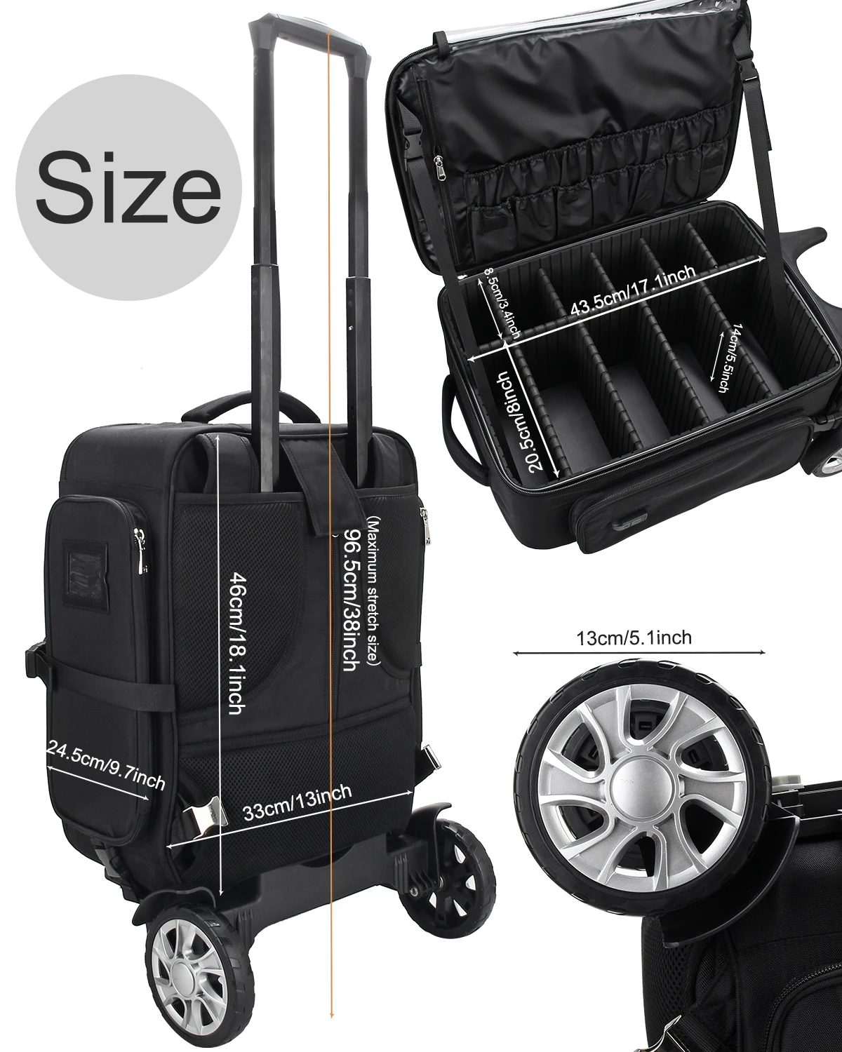 Multifunctional Leather Rolling Makeup Trolley Cosmetic Backpack Hair Styling Tool Storage Case