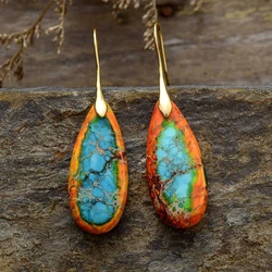 Bohemian Style Natural Stone Exaggerated Earrings for Women Fashion 2024 New Imperial Stone Earrings Jewelry Accessories Gift