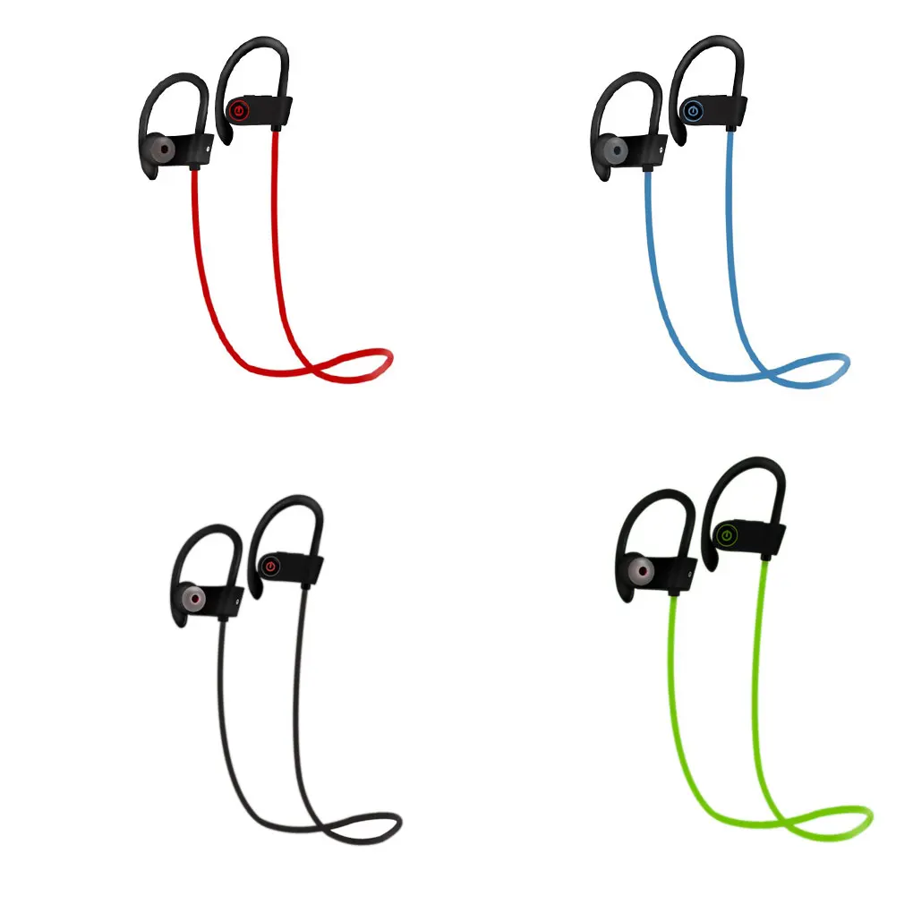 U8 Earphones In-Ear Headphones Anti-lost Stereo Hanging Sports Earbuds Waterproof Sweatproof Headset Music Earphone Red