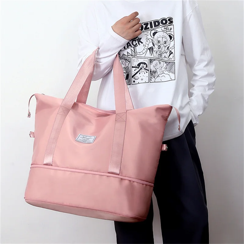 

1PC Foldable Carry On Travel Duffle Bag Nylon Waterproof Sports Gym Tote Bags for Women Large Capacity Storage Luggage Handbag