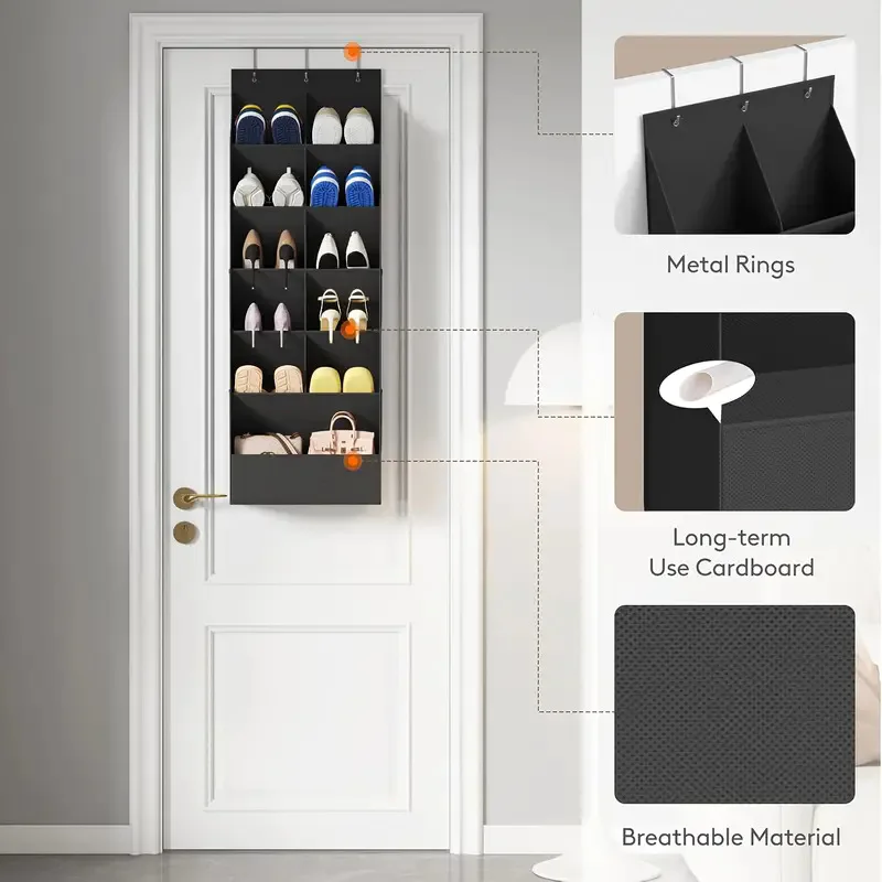 

Hanging Shoes Storage Carrier Wall-Mounted Door Organizer Clothing Hat Socks Organization in The Closet Home Space Saving