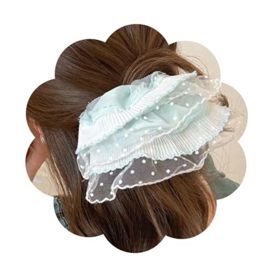 

Green Exquisite Pleated Lace Hair Band, Sweet And Elegant, Romantic And Fashionable, Made Of Fine And Soft Fabric, Suitable For