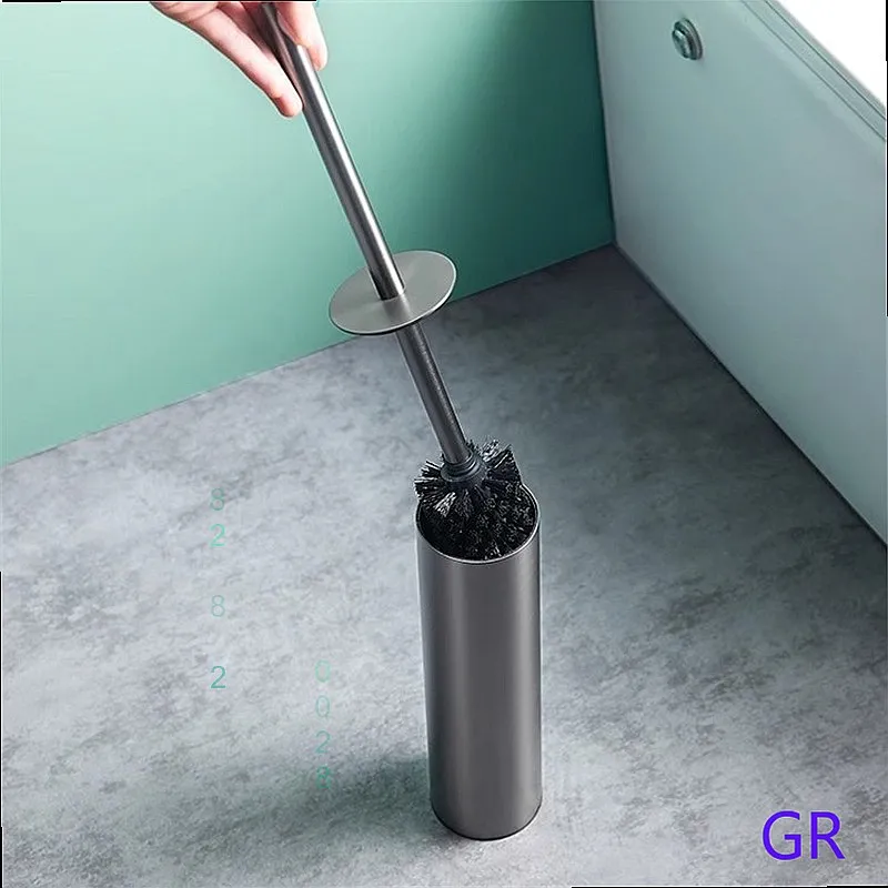 Toilet Brush Holder 304 Stainless Steel Wall Mounted Bathroom WC Cleaner Gray Gold Black