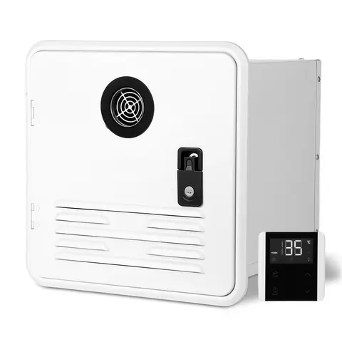 RV Tankless Water Heater, Propane On-Demand Quick Hot Water System, 12V DC, Remote Control + Digital Panel, 15x15 in Door Mount, Front Water Outlet - All-purpose Fit