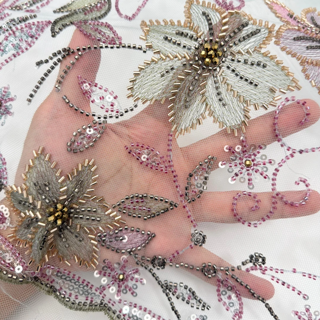 Embroidery Ai - Lüks Fransız İşlemeli Dantel Kumaş, Afrika