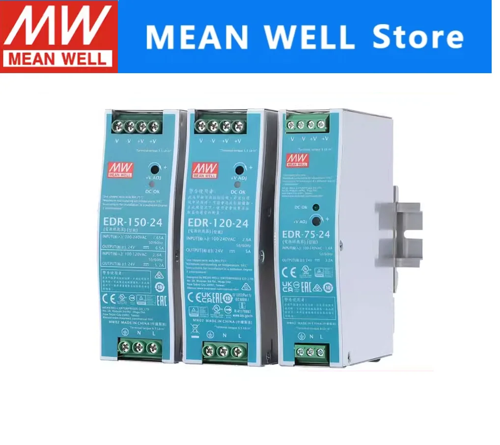 MEAN WELL EDR-150-24 Single Output Industrial DIN Rail EDR-150 24V 6.5A