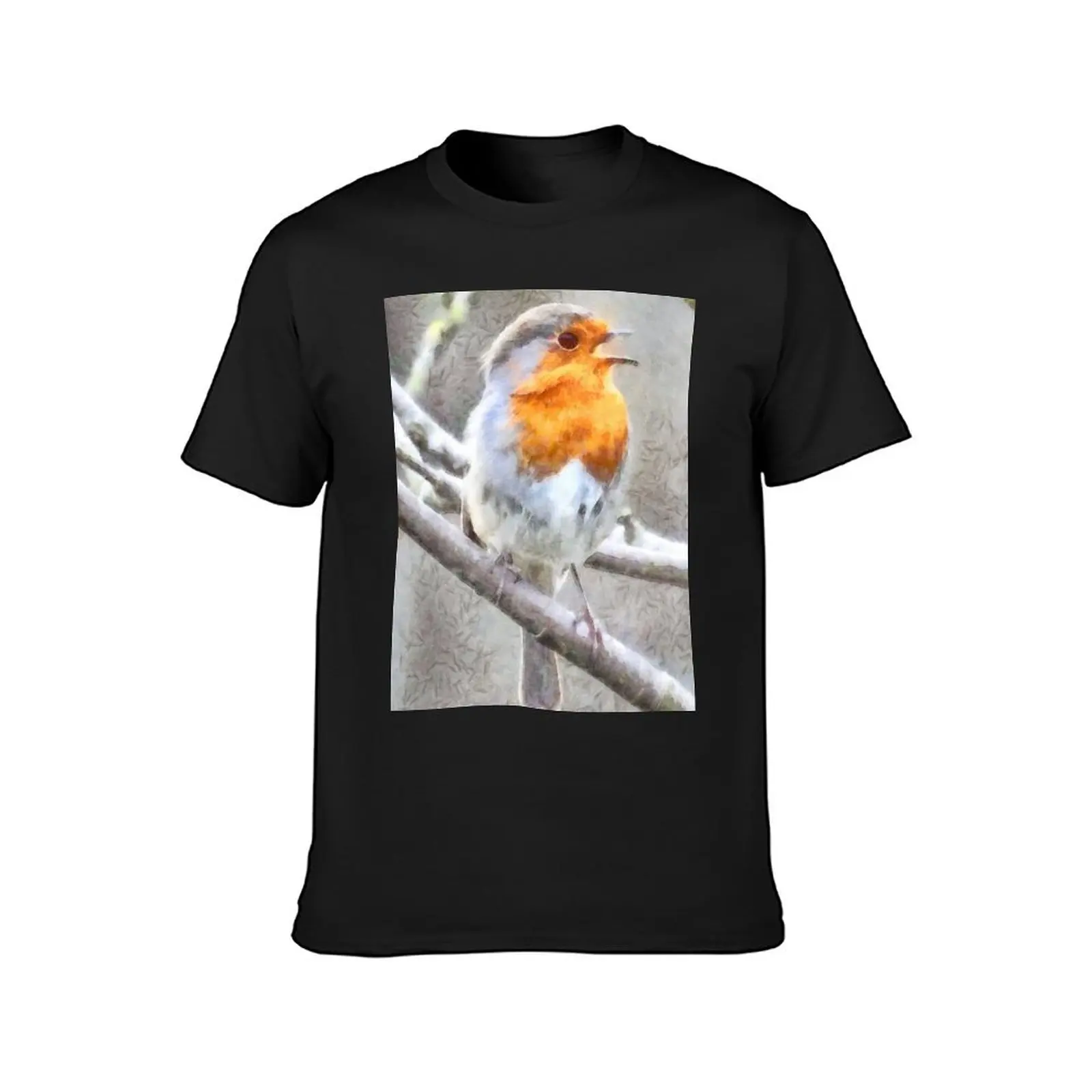 Angelic Robin Watercolor T-Shirt quick-drying cute tops heavyweights fruit of the loom mens t shirts