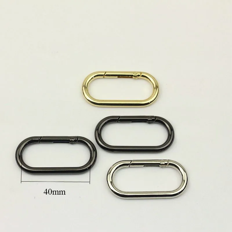 

20pcs 40mm Spring Metal Oval O Rings Buckles Trigger Clasp Clip for Bag Strap Webbing Keychain Carabiner DIY Handbag Accessory