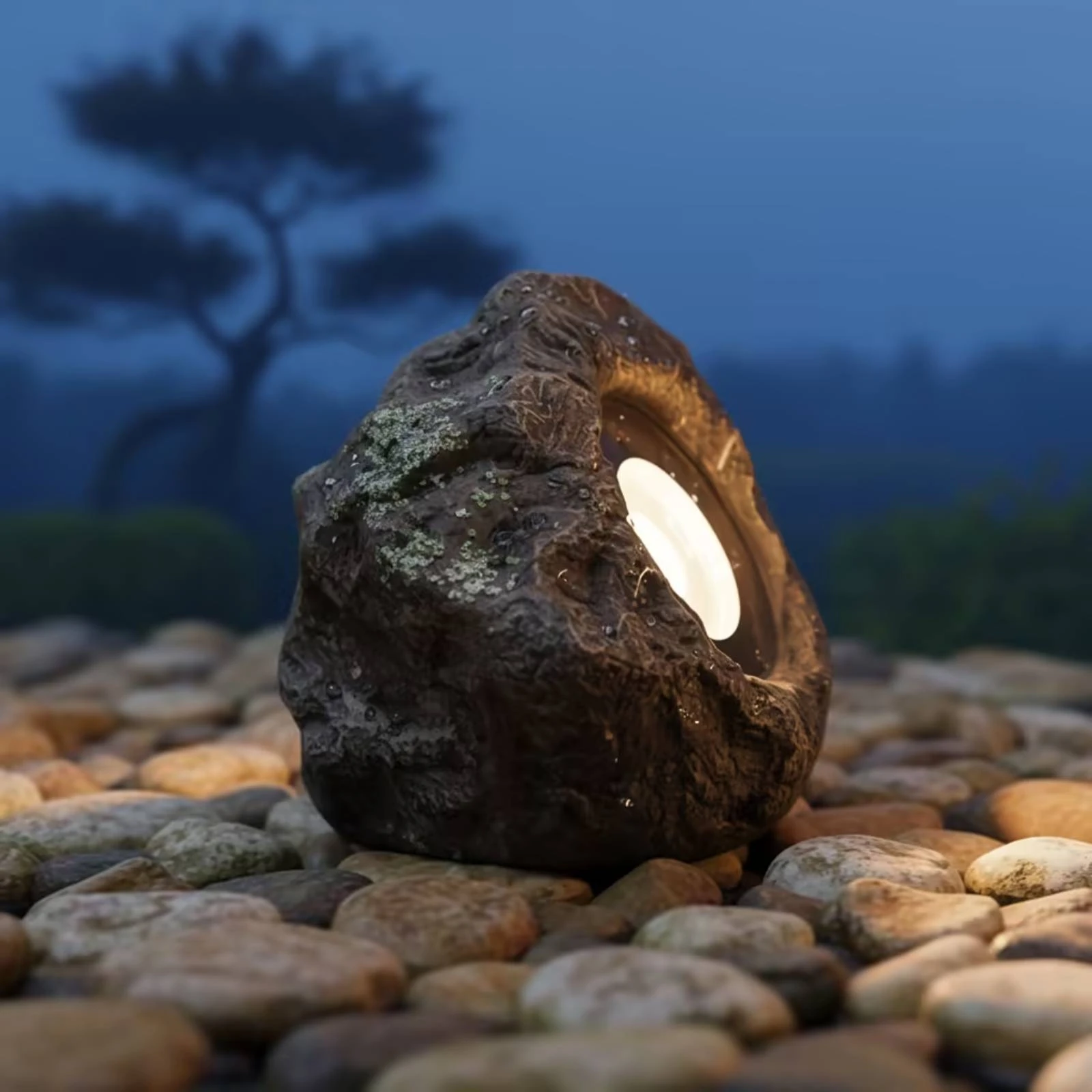 Beam Light with Faux-Rock Body Weather-Resistant Rock Light Stone Light Prewired Spotlights Bright for Landscapers, Yard, Lawn