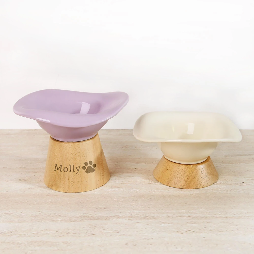 

Custom Ceramic Pet Cat Bowl Set with Name Personalized Dog Food Bowl Detachable Neck Protection Spill Proof Bowl Pet Supplies