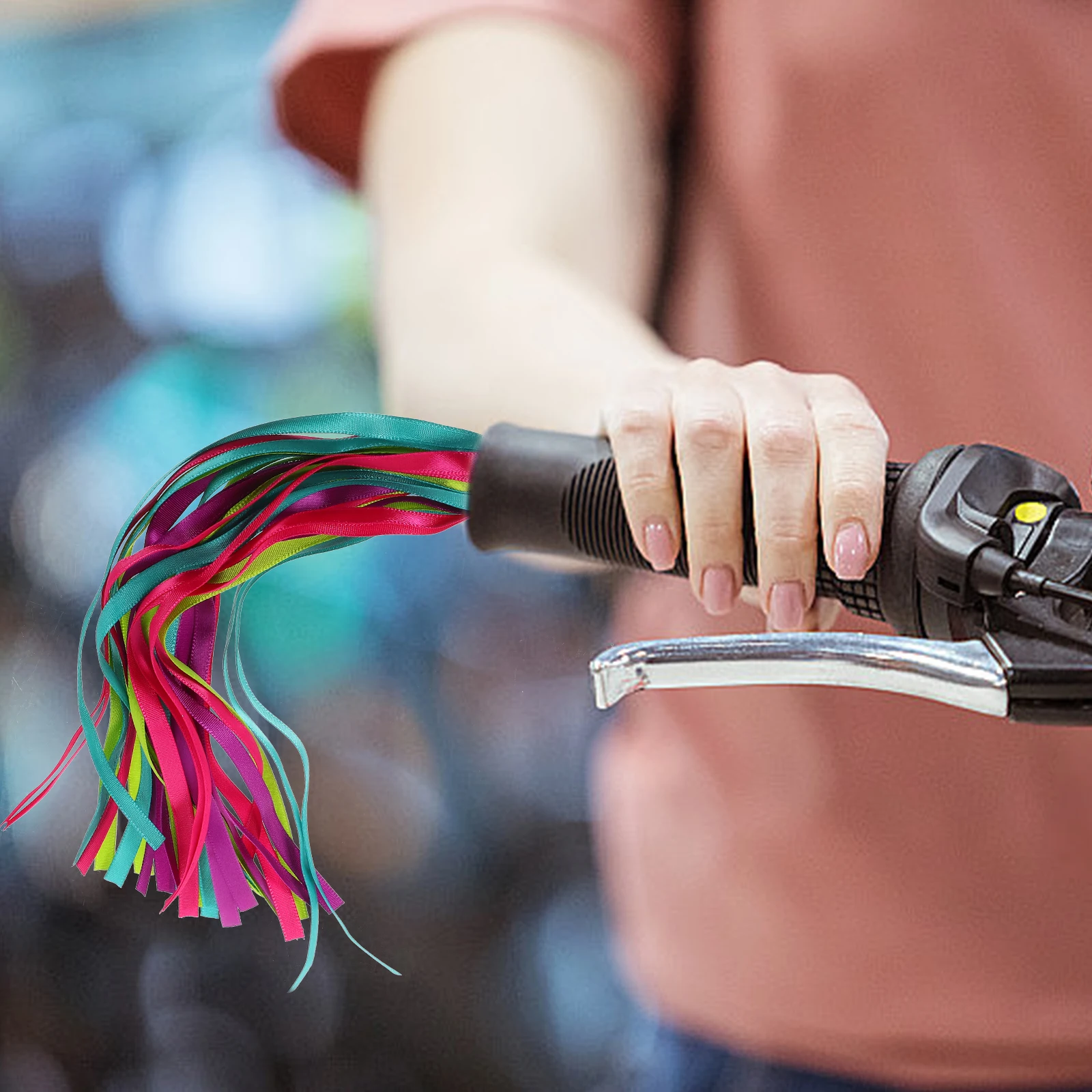 One Pair 's Bike Handlebar Streamers Colorful Glossy Tassels for Bikes Tricycles Scooters Carrier Accessories