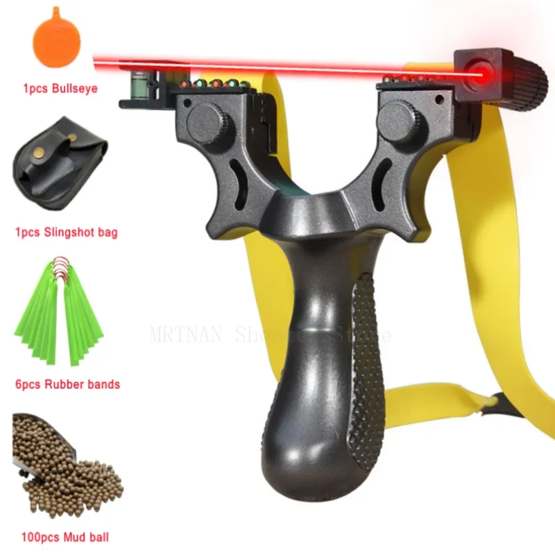 Red Laser Shooting Slingshot Outdoor Hunting Practice Flat Rubber Band mirando Mud Ball Slingshot Shooting Target Box Package